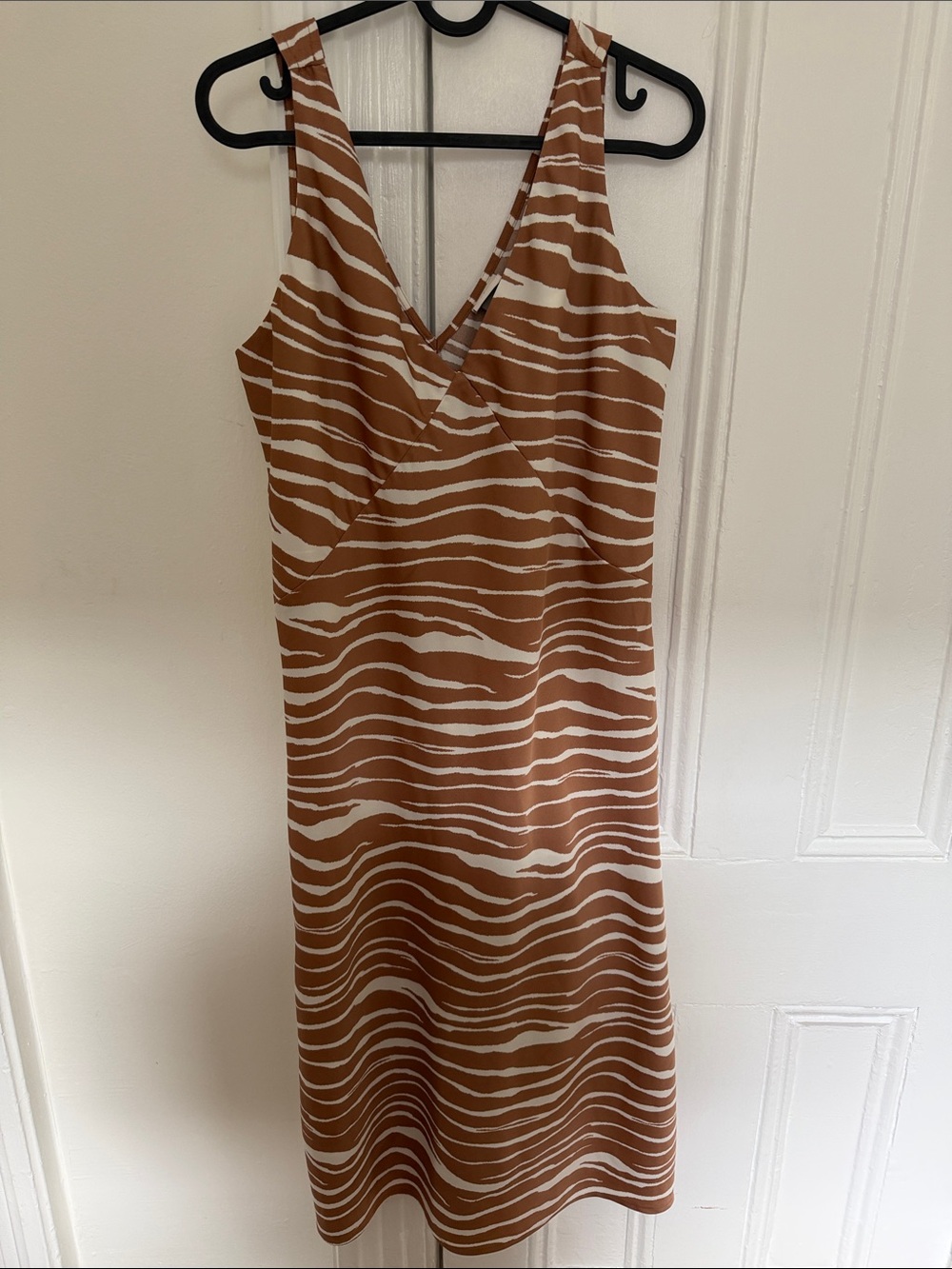 a new day Brown & White Sleeveless Midi Zebra-Stripe Dress